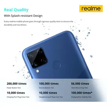 Realme C15 Pasaulio Versija Išmanusis telefonas 4 GB RAM, 64 GB ROM, 6000mAh Didelė Baterija Greitai Įkrauti Mobiliojo telefono 6.5 colių 