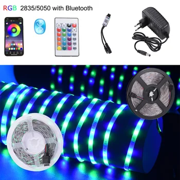 Atsparus vandeniui Bluetooth LED Juosta RGB juosta 5050 2835 LED Šviesos 5m 10m Luz LED Lanksti, su nuotolinio kalėdų valdytojas 15m 20m