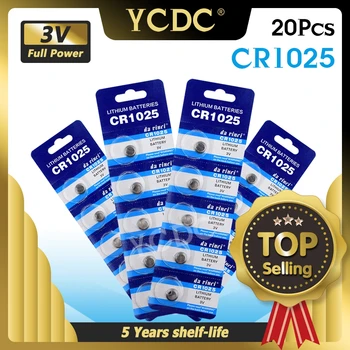 YCDC 20pcs Galingas 3v CR1025 Ličio vienkartinio Naudojimo Monetos Cell Baterijos Pakeitimas CR1025 Mygtuką Monetos Baterijų Ilgalaikis CR1025