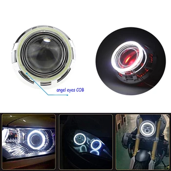 2x Automobilių Angel Eyes LED, COB Šviesos Ratas 60mm ir 70mm 80mm Auto/Motociklo priekinis žibintas Optikos COB LED Lemputė 12V 6000K Balta Dienos Šviesa