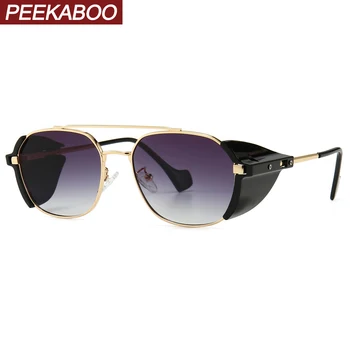 Peekaboo retro punk akiniai nuo saulės šoniniais skydeliais vyrų vėjo 2020 moterims saulės akiniai vyrams metalo rėmelis, aukso uv400