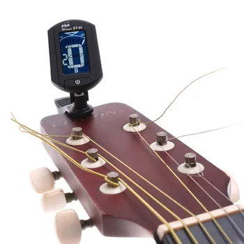 Tuner Havajų Gitara Bosinė gitara, Smuikas Chromatines EN ET-33 LCD clip-on Elektroninis Skaitmeninis guitarra muzikos instrumentų