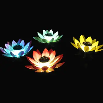 1 x LED Gėlių Šviesos Gradiento Spalvos Lotus Saulės Lempa Led Baseinas Kraštovaizdžio Namų, Sodo Puošmena