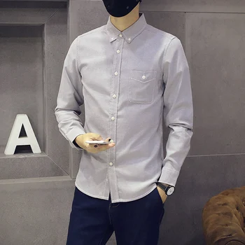 Vyrams, atsitiktinis marškinėliai grynos spalvos Oksfordo marškinėliai verslo vyriški drabužiai han leidimas auginti vieną dorovės marškinėliai (Azijos dydis M-5XL)