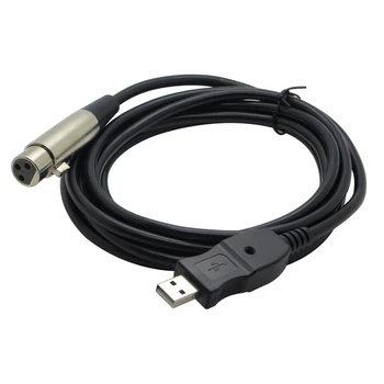 3M Ilgio USB Male, kad XLR Female Kabelio Mikrofono Mic Studio Garso Link Cable Juoda Spalva