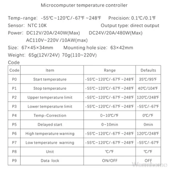 W4209 Skaitmeninis Termostatas, Temperatūros Reguliatorius Didelis Tikslumas Normal Open Šildymo, Vėsinimo Priemonė DC 12V 24V AC 110V, 220V S18 20