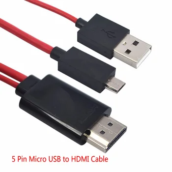 Didmeninė 1080P Full HD 5 Pin Micro USB į HDMI Laidas, MHL Garso Išvesties Adapteris HDTV Samsung Galaxy S2 i9100 i9220 i9250