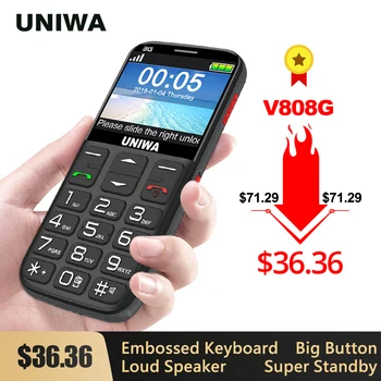 UNIWA V808G V171 Stiprus Žibintuvėlio Mygtukas Garsiai mobiliųjų Telefonų Didelis SOS 3G anglų rusų Klaviatūra 10 Dienų Laukimo 2G, 3G Telefono