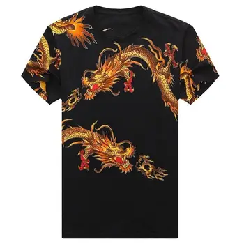 Negabaritinių Marškinėliai Vyrams Kinų Drakonas 3D Marškinėliai Už Berniukas Juodas Vasaros Trumpas rankovės