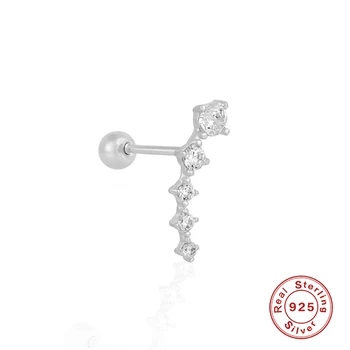 Aide 925 sterlingas sidabro Stud Auskarai vienos eilės deimantų auskarus kremzlės auskarai Nauji Auskarai Moterims, Auskarai