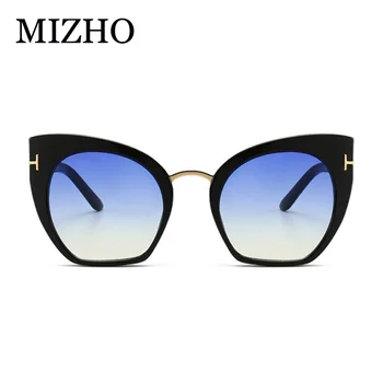 MIZHO Naujas Mados Prekės ženklo Dizaineris Cat Eye Akiniai nuo saulės Moterims, Negabaritinių Kokybės Sunglass ponios Derliaus Moterų Gradientas Taškas