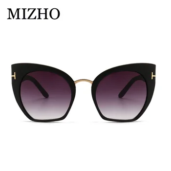 MIZHO Naujas Mados Prekės ženklo Dizaineris Cat Eye Akiniai nuo saulės Moterims, Negabaritinių Kokybės Sunglass ponios Derliaus Moterų Gradientas Taškas