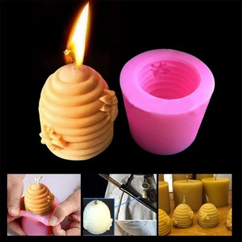 3D Bičių Korio Žvakė Pelėsių su 50Pcs Mažai Dūmų Žvakių Dagtis, Šešiakampis Avilys Silikono Formų Priėmimo bičių Vaškas