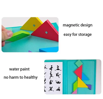 Kyara 3D Dėlionės Medinės Dėlionės Tangram Mokymosi Žaislas, Magnetinė Dėlionė, Žaislai Vaikams, Švietimo Dropshipping