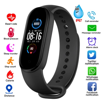 Vyrai Moterų Smart Žiūrėti Fitness Tracker Širdies Ritmo Matuokliai Bluetooth Vandeniui Smartwatch M5 Xiaomi Laikrodžiai