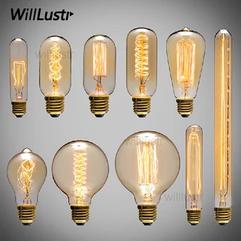 Edisonas, Kaitinamosios Lemputės Vintage Retro Pramonės Stiliaus Lempos, E27 Antikvariniai lemputes Mados loft Kaitinamosios lempos 110V, 220V, 40W