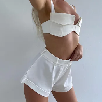 BOOFEENAA Kylie Įkvėpė Moterų Sexy Viršūnės Vasarą 2021 Balta Mielas Bralette Apkarpytos Bako Viršuje Clubwear Moterų Drabužiai C85-AE10