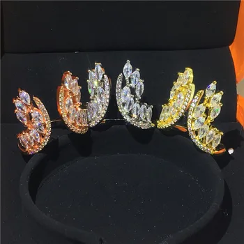 3 spalvų Angelas sparnų žiedas Nekilnojamojo 925 sterlingas sidabro AAAAA Cz Dalyvavimas Vestuvių Juostoje Žiedai, moterų Nuotakos Mados Šaliai, Papuošalai