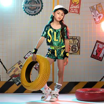 Vaikų Džiazo Šokio Kostiumas Naujas China Nustatyti Hip-Hop Mergaičių, Vaikų Šiuolaikinio Šokio Kostiumai