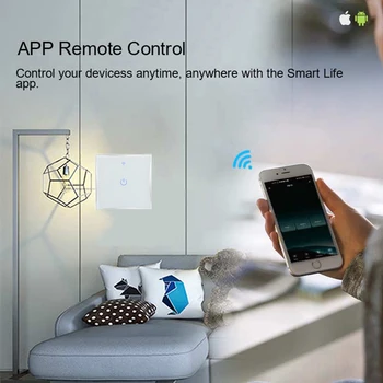 Milfra Wifi Interneto Jungiklis Neutralus Laidas Reikalingas Touch Balso Telefonas Kontrolės Stiklo 86 Šviesos Jungiklis Alexa Tuya Smart Gyvenimo App