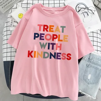 Gydyti Žmones Su Gerumo Mados Long Sleeve T-shirt korėjos Paprasta Negabaritinių Grafinis Tees Moterų Marškiniai Laisvalaikio Rausvos spalvos Marškinėliai