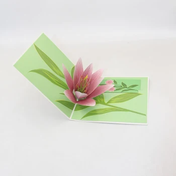 3D Rankų darbo Color Print Žiedų Lelija Gėlė Popieriaus Atvirukai Atvirukai Padėkos dieną, Motinos Dieną Kūrybingi Gimtadienio Dovana