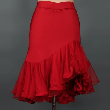 Naujas atvykimo lotynų šokių kostiumas seksualus gazas Nereguliarus lotynų šokių sijonas 3kinds spalvų moterys lotynų šokių konkurencijos sijonas