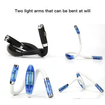 Lanksti Kaklo Apkabinti Knygos Šviesos diodų (LED Lempa 4 Režimai Kempingas Lempos Kabo ant Kaklo Naktį Lempa Hands-Free Miegamojo Apšvietimas