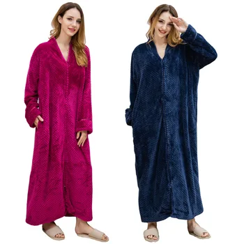 Rudenį&žiemos naujas užtrauktukas vėžiagyvių aksomo, chalatas plius padidinti pižamą vyrai moterys sustorėjimas, flanelė pižama namų paslauga