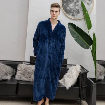 Rudenį&žiemos naujas užtrauktukas vėžiagyvių aksomo, chalatas plius padidinti pižamą vyrai moterys sustorėjimas, flanelė pižama namų paslauga