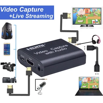 Hdmi video capture card USB 3.0 audio prietaiso fiksavimo jungiklis/PS4 žaidimas 1080p 30 fps 4K vaizdo Ciklas 