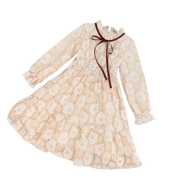 2020 m. Rudens ir Žiemos Naujas Tirštėti Aksomo Merginos Nėrinių Suknelė Cute Princesė Suknelė Mergaitėms Mados Kūdikių Mergaičių Žiemos Dress, #8238
