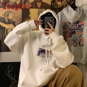 Zongke Vilnos Harajuku Hoodie Vyrų Japonijos Streetwear Palaidinukė Vyrų Megztinis Hoodies Vyrų Japonijos Drabužius 5XL 2021 m. Pavasarį