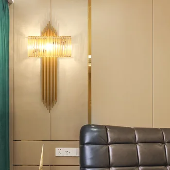 Šiuolaikinės Aukso Metalo skaidraus Stiklo Sienos lempa E14 LED kambarį Restoranas sieninių šviestuvų Salonas Viešbučio kambarį Palėpėje Sienos Sconce 110-240V
