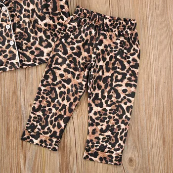 2020 Mados Leopard Berniukų, Mergaičių Pajama Komplektai Trumpas Rankovės/ilgomis Rankovėmis Viršūnes+Kelnės/Kelnės Vasaros naktiniai drabužiai 2vnt Nustatytas 0-6Years