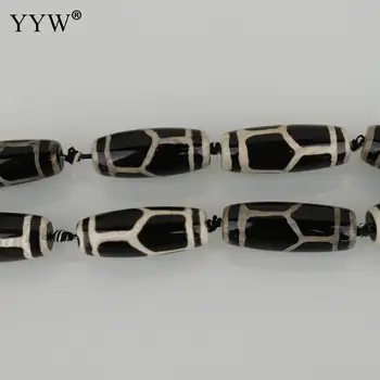 Gamtos Tibeto onikso Dzi Karoliukai papuošalai kay juvelyrų jewellry skiltyje cilindrų balta ir juoda 39-41x15-16x15-16mm
