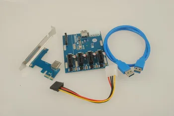 SP PCIe 1 iki 4 PCI express 1X laiko tarpsnių Riser Card Mini ITX išorės 4 PCI-e slot adapter PCIe Port Multiplier Kortelės