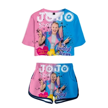 Naujas Populiarus JOJO SIWA Plikos Bambos Marškinėliai + Šortai Moterų 3D Dviejų dalių Mados Vasaros 3d JOJO SIWA Mergaičių Dviejų dalių Komplektas xxs-4xl