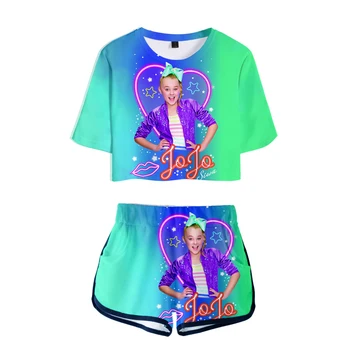 Naujas Populiarus JOJO SIWA Plikos Bambos Marškinėliai + Šortai Moterų 3D Dviejų dalių Mados Vasaros 3d JOJO SIWA Mergaičių Dviejų dalių Komplektas xxs-4xl