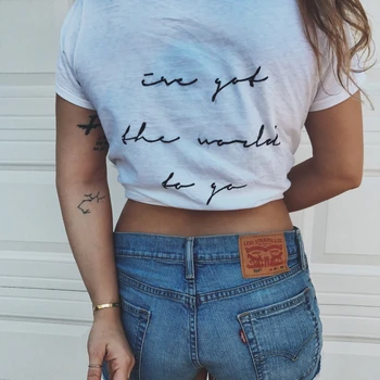 Atgal spausdinti pasaulyje eiti marškinėliai moterims mados grynas hipster juokinga šūkis estetinės tumblr camisetas šūkis tees derliaus top - 340