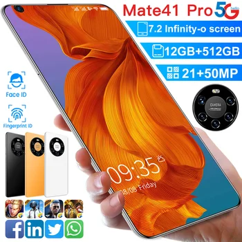 Mate41 Pro Išmaniojo telefono 7.2 colių Pasaulio Versija Dual SIM Deka Core 6000mAh Android10 5G Mobiliojo Telefono Atrakinta Sandėlyje