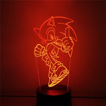 Anime Veiksmas Duomenys Sonic 3D Naktį Žibintai LED Vaizdo Stalo Lempa Spalva Keičiasi Sonic the Hedgehog Kūrybos Kalėdų Dovana Figma