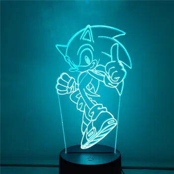 Anime Veiksmas Duomenys Sonic 3D Naktį Žibintai LED Vaizdo Stalo Lempa Spalva Keičiasi Sonic the Hedgehog Kūrybos Kalėdų Dovana Figma
