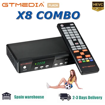 NAUJAS GTMedia X8 combo palydovinis imtuvas,10bit, DVB-S/S2/S2X + T/T2/Kabelinė,Multi-PLP,Paramos Albertis/TiVUS