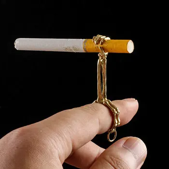 1pcs Skeletas Palmių Cigarečių Savininko Žiedo Stovo Žalvario Piršto Įrašą 19mm Slim Cigaretės Rūkymo Reikmenys Rūkalius Žiedas Dovana