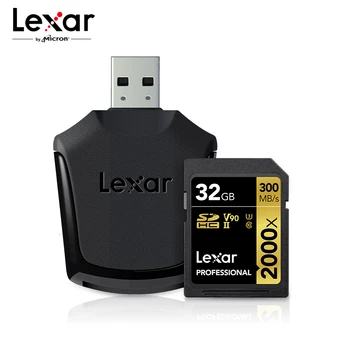 Lexar Professional SD kortelę 2000x 300MB/s Didelės Spartos SDHC 32 gb, SDXC 64GB 128 GB UHS-II U3 Atminties Kortelę 4K 
