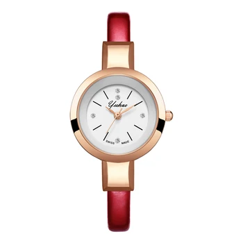 Mažas Savybes Moterų Mados Laikrodžiai Išskirtinį Paprasta Raudona Ponios Laikrodžiai Su Derliaus Plona Oda Moterų Kvarcinis Laikrodis