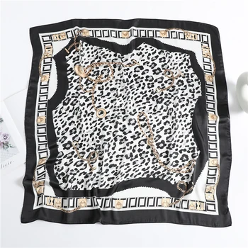 Leopard Print Moterims, Kaklo Šaliką Aikštėje Šilko Plaukų Juosta Pavasarį, Vasarą Naujų Didelių Hijab Šalikai Bandana Skara Apsiaustas