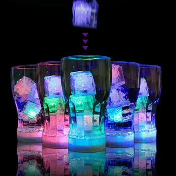 12 Vnt LED Ledo Kubeliai Žėrintis Šviesos Neonas Vestuvių Šventė Baras Vynas Neskanus Stiklo Apdaila Partija Pasisako Naktį Šviesos