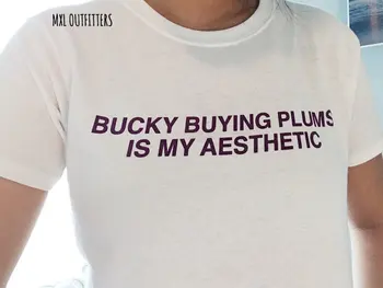 OKOUFEN korėja stiliaus KPOP Bucky pirkti slyvos yra mano estetinį T-Shirt violetinė kietas tumblr unisex streetwear viršūnes tees medvilnės marškinėliai